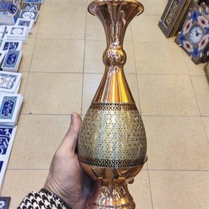 گلدان مس و خاتم ارتفاع 27 