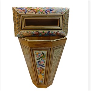 ست جعبه دستمال و سطل  بزرگ خاتم کاری مینیاتوری