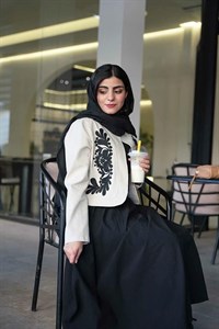 کراپ کت شنل دوزی شده لینن مدل خزر