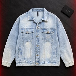 کت جین آبی تینت صابونی قواره باکسی لش فری سایز مناسب L و XL پارچه کجراه گرم بالا سنگشور