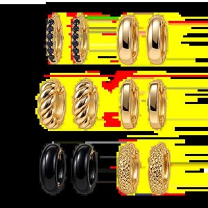 پک گوشواره حلقه‌ای  ۶ جفت گوشواره زنانه طلایی و مشکی کد526