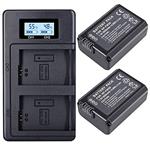 TOOGOO 2Pcs 2000Mah Np-Fw50 Np Fw50 Camera Battery + LCD USB Dual Charger for Alpha A6500 A6300 A6000 A5000 A3000 Nex-3 A7R