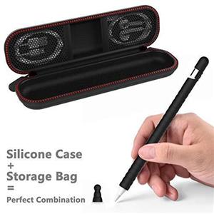 silicone maid LLC Compatible Apple Pencil Case, Carrying Bag, (All in One) Nib Cap Anti-Lost Integrated Protective Silicone Sleeve Pen Accessories iPad Pro 9.7/10.5/12.9 inch (Black) 