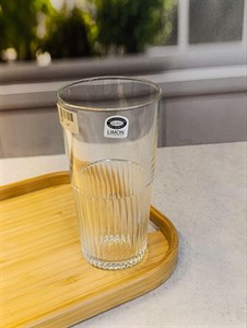 لیوان شیشه ای شیاردار لیمون