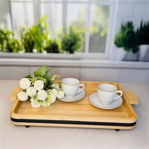 سینی چوبی لبه مشکی سایز بزرگ کد P032