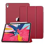 MoKo Case Fit iPad Pro 12.9" 2018 - Support Apple Pencil's Magnetic Charging - Slim Lightweight Smart Shell Trifold Stand Cover with Translucent Frosted Back, Auto Wake/Sleep - Carmine Red