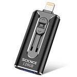 iOS Flash Drive 32GB iPhone iPad Memory Stick, SCICNCE Thumb Drive USB 3.0 External Storage Memory Expansion Compatible with iPhone iPad Android and Computers (Silver)