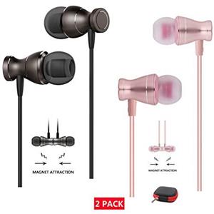 Earbuds Microphone 2 Pack in Wired Headphones Noise Isolating Volume Control Workout Running Earphones Case Upgraded Buds 