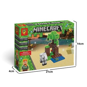 لگو ماینکرفت صحنه جنگل و حیوان همراه فیگور الکس ساختنی 76 تکه بی‌تی Minecraft