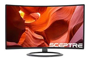 SCEPTRE 27" Curved LED Monitor Full HD 1080P HDMI DisplayPort VGA Speakers, Ultra Thin Brushed Metallic, 1800R immersive Curvature, 2017 