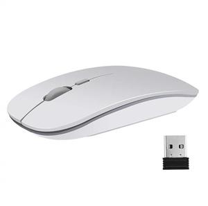 (TENMOS T9 Silent Wireless Mouse, 2.4G Ultra Slim Portable Travel Mouse Optical Computer Mice with Nano Receiver Compatible with Notebook, PC, Laptop, Computer (Silver 