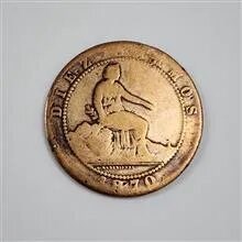 سکه اسپانیا 10 سنتیمو اسپانیا نماد هیسپانیا 1870