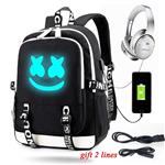 Luminous Backpack with USB Charging Port Fashion Travel Laptop Daypack Unisex Bookbag Student School Bag Rucksack