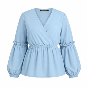 بلوز زنانه وینتیج آبی یقه باز برند PinkShadow italy سایز 38 تا 42 کد 3269