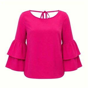 بلوز زنانه مجلسی صورتی مدل وینتیج اروپایی Bershka مراکش سایز 36 تا 40 کد 3274