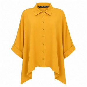 شومیز پانچو اورسایز خردلی خارجی برند Zara وارداتی سایز 42 تا 54 کد 3226