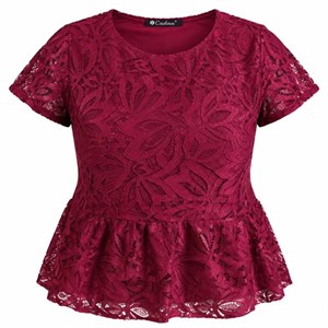 تیشرت زرشکی آستین کوتاه مجلسی وارداتی Cadeau دبی سایز 36 تا 40 کد 3391