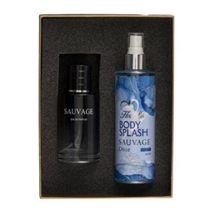 پک 2 عددی ادوپرفیوم مردانه مدل Sauvage Dior و بادی اسپلش مردانه مدل Sauvage Dior هات لاو