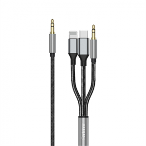 کابل تبدیل AUX به لایتنینگ / USB-C / AUX ارلدام مدل AUX72 طول 1.2 متر