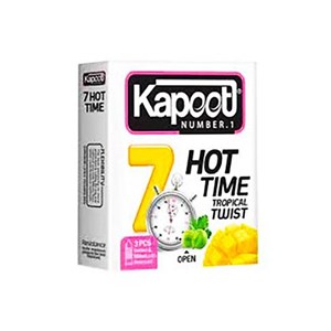 کاندوم نیمه تاخیری آقایان (گرم کننده بانوان/دارای لوبریکانت خوش بو) مدل Hot Time کاپوت -بسته3عددی