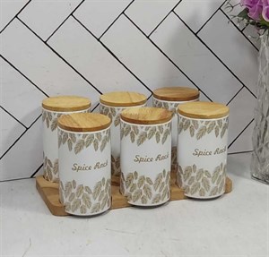 ست جا ادویه ۷ پارچه سام ست درب چوبی طرح پر 40105054
