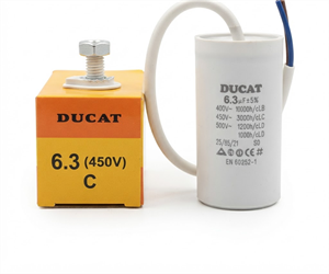 خازن دائم کار یا روغنی دوکات DUCAT مدل 6.3 UF میکرو فاراد کابلی
