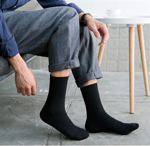 جوراب مردانه مشکی نخ پنبه‌ای