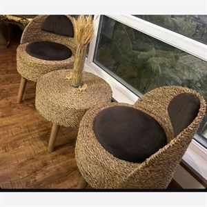 صندلی حصیری ست دونفره با میزقطر 40 مبلمان فرنا مدل 1103219