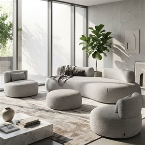 مبل راحتی 5 نفره نوین چوب پارس مدل Rashel به همراه جلو مبلی مبلمان فرنا مدل 1106320