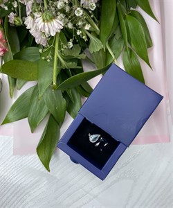 انگشتر دخترانه  نگین دار سورمه ای رنگ ثابت