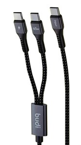 کابل تبدیل USB-C یک به دو بودی مدل DC210C2C12B طول1.2 متر،65 وات