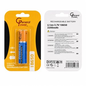 باتری لیتیومی 18650 نوک دار (3.7 ولت 2200 میلی آمپر) قابل شارژ برند General Power