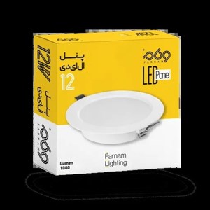 پنل ال ای دی 12 وات گرد توکار فرنامسه رنگ نور با 1080 لومن