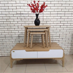 میز جلومبلی و عسلی کد 624 رنگ سفید‌ بلوط