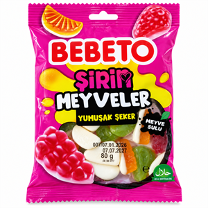 پاستیل میوه‌ای ببتو Bebeto Şirin Meyveler وزن 80 گرم