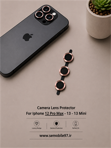 گلس لنز دوربین Iphone 12 ProMax - 13 - 13 Mini مدل رینگی صورتی