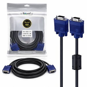 کابل وی جی ای VGA طول 3 متر برند رویال Royal با کیفیت بالا یک سال گارانتی