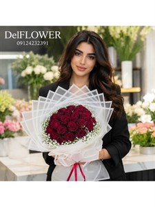 باکس گل روز کتابدار با رز صورتی و ژیپسوفیلا