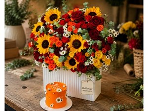 باکس گل و کیک با ارسال سریع