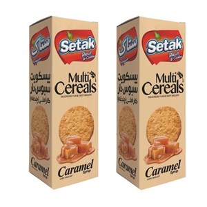 بیسکوییت سبوس دار چند غله کاراملی ستاک - 300 گرم بسته 2 عددی