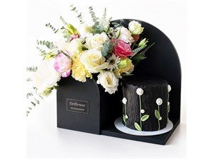 باکس گل و کیک برای سالگرد عروسی فامیل | هدیه شیک و صمیمی برای جشن سالگرد