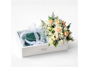 باکس گل و کیک برای مهندس عمران | هدیه‌ای شیک و حرفه‌ای برای تبریک و قدردانی