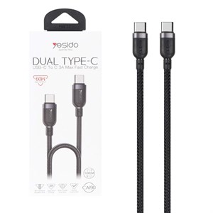 کابل شارژ فست 1.2 متری Yesido Type-C To Type-C مدل CA190 60W - مشکی (گارانتی 12 ماه تعویض نیکان همراه)