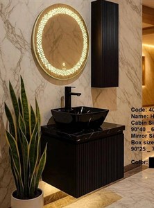 فول ست روشویی کابینتی رابوکا هرمس مشکی 60(کابین-آینه-باکس-سنگ)