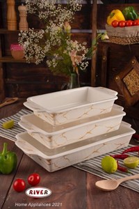 سه تابه چینی ماربل طلایی ریور کد 8657