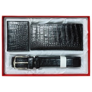 ست کیف و کمربند و جاکارتی چرم طبیعی مردانه ST1023