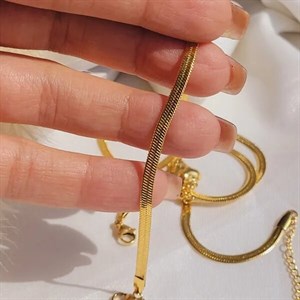ست گردنبند و دستبند و پابند زنانه مدل ماری استیل آبکاری طلا رنگ ثابت ضد حساسیت