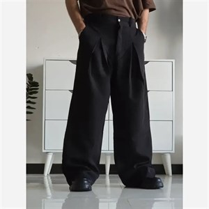 شلوار فول بگ زنانه پارچه مازراتی مشکی پیله دار سایز بزرگ