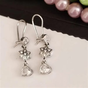 گوشواره نقره آویزی زنانه عیار 925 با روکش طلا سفید وزن 2.8 گرم 
