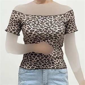 کراپ یقه قایقی کبریتی زنانه کد1409 قد42 سانت